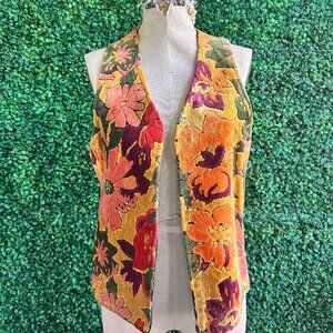 1970s Flower Power Carpet Tapestry vest by Parkley Casuals